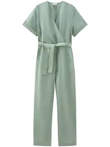 Комбинезон с запахом и поясом WOOLRICH, зеленый