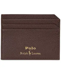 Мужской картхолдер из шагренированной кожи Polo Ralph Lauren, коричневый