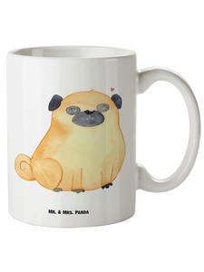 Кружка XL с изображением мопса, без слов, белого цвета Mr. & Mrs. Panda