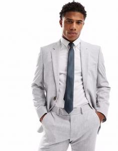 Новый облегающий пиджак серого цвета с сетчатой ​​текстурой Asos Design