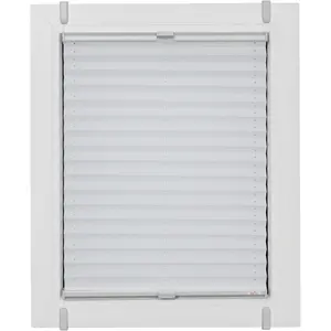 Жалюзи-плиссе Sunlines «One Size Style Crepe», непрозрачные, без сверления, натяжные, цвет аксессуаров серый, для зажима