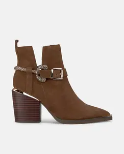 Женские ботильоны с широким каблуком и заостренным носком Alma en Pena, песочный