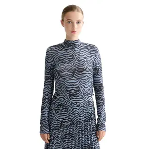 Футболка с длинными рукавами и принтом "Виски и содовая" по всей поверхности Scotch & soda, синий