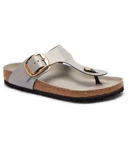 Кожаные шлепанцы Gizeh regular fit Birkenstock, серый