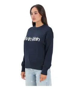 Синий свитер с ребристыми манжетами Calvin Klein Jeans, синий