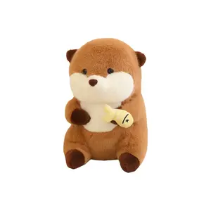 Плюшевая кукла капибара, которая любит есть рыбу, высота 30см KUMAOYA