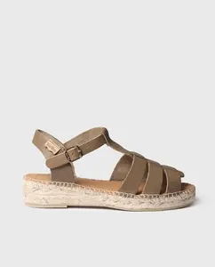Женские кожаные сандалии на плоской подошве с пряжкой Toni Pons, хаки