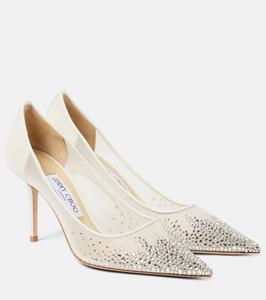 Туфли-лодочки Love 85 с кристаллами и сетчатым верхом Jimmy Choo, White/Crystal