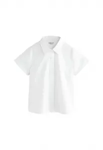 Классическая школьная рубашка с коротким рукавом и застежкой-липучкой. Next, White