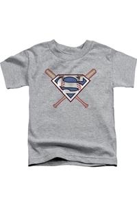 Футболка с коротким рукавом для детей с изображением Супермена и скрещенных бит Gildan, Athletic Heather