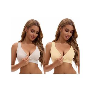 2 упаковки бюстгальтера для кормления без косточек push up crossover для сна Inspire Chic, White Beige