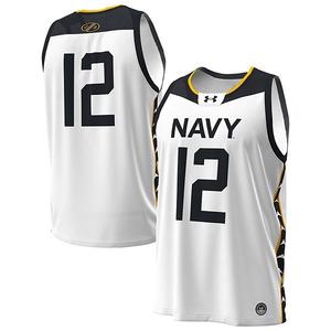 Мужская баскетбольная форма #12 white navy midshipmen jolly rogers alternate replica Under Armour