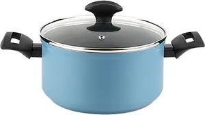 Индукционная кастрюля FAGOR Maxima 20 см, алюминий, антипригарное покрытие, без ПФОК, стеклянная крышка, синяя Fagor