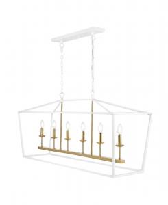 Подвесной светодиодный светильник Pagoda Linear Classic Traditional с 6 лампочками Jonathan Y, белый