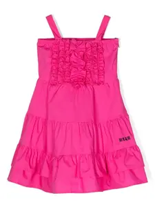 Платье с оборками и вставками Msgm Kids, розовый