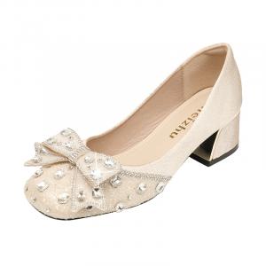 JIUXINGDAO Женские туфли на платформе с массивным каблуком абрикосового цвета, цвет Apricot