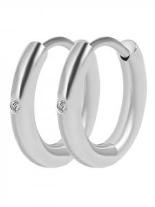 Adeliás Женские серьги - серьги-кольца на шарнирах из нержавеющей стали со стразами серебристого цвета