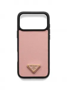 Кожаный чехол для iPhone 17 Pro Prada, розовый