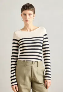 Топ с длинными рукавами и вырезом-лодочкой в полоску Marc O'Polo, Black/Off-White