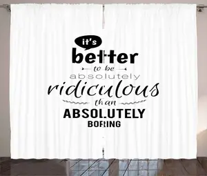 Штора ABAKUHAUS в деревенском стиле, мотивирующая, с рисунком в виде букв, универсальная, для гостиной, с петлями и крючками, 280 х 245 см, цвет белый/черный Abakuhaus