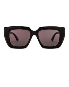 Классические квадратные солнцезащитные очки с лентой Bottega Veneta, цвет Shiny Black