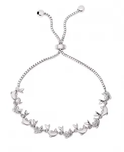 Регулируемый браслет-боло с бриллиантами в виде дельфина из посеребренной латуни Macy'S, silver