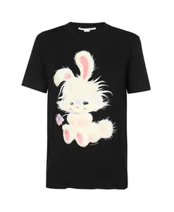 Хлопковая футболка с длинным принтом Stella Mccartney, черный