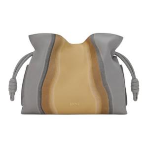 LOEWE Фламенко Кожаный Женский Клатч На Одно Плечо Средний Размер Светло-Серый И Масляный