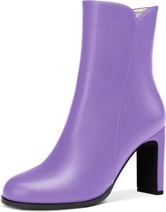 Женские формальные ботильоны SKYSTERRY с матовой поверхностью, круглый носок, на молнии, наружные, с блоковым высоким каблуком 3,3 дюйма, Lavender
