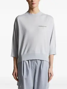 Вязаный топ с рукавами три четверти и отделкой Peserico, синий