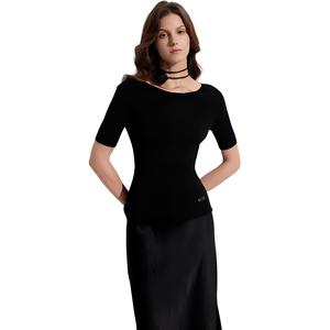 ELLE Свитер Women's Black Crew Neck Moderate Others