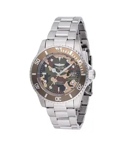 Мужские кварцевые часы Pro Diver 48567 с тремя стрелками, камуфляжным принтом, бежевым и зеленым циферблатом Invicta, silver