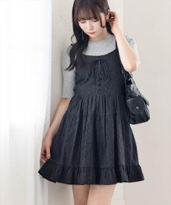 Платье-комбинация в горошек со шнуровкой