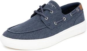 Мужские лодочные туфли Nautica, повседневные лоферы, удобные кроссовки для ходьбы - мокасины (на пуговицах/со шнуровкой), Navy Canvas