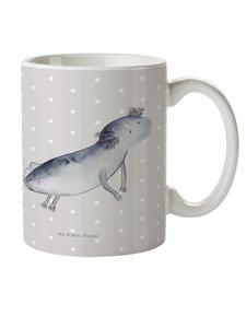 Детская кружка с изображением плавающего аксолотля (без слогана) в пастельно-сером цвете Mr. & Mrs. Panda