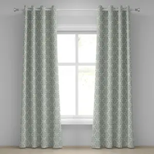 Шторы на люверсах из дамасской ткани ABAKUHAUS с королевскими викторианскими цветочными мотивами и деталями рококо, ностальгический узор Revival, декоративные двухпанельные шторы, 280 см x 175 см, бежевый и сине-серый Abakuhaus