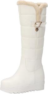 Женские зимние ботинки hlysgo осень 2025, с удобной толстой подошвой и плюшевой подкладкой, теплые зимние ботинки до колена, повседневные ботильоны, White