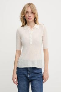 Шерстяная рубашка-поло Boss Orange, бежевый