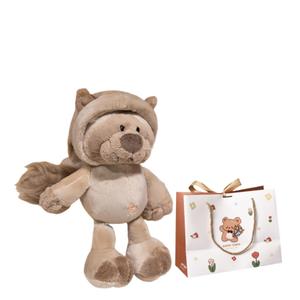 Милые и игривые плюшевые куклы высотой 25см/35см/50см OU DI PIG, Lynx Dark Color+Bear Shopping Bag