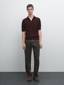 Трикотажная рубашка-поло с коротким рукавом Massimo Dutti, бургундия