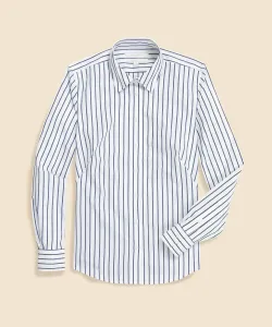 Полосатая рубашка из эластичного хлопка, приталенный крой.