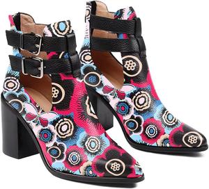 Женские ботильоны FOWT с вырезом на щиколотке, с открытой боковой частью, на высоком каблуке, с металлической пряжкой, короткие летние ботинки для работы, повседневной носки и поездок, размеры 4-16 US, Fuchsia Blue