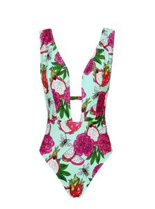 Женский купальник платье с глубоким вырезом в цвете питайя Lia Sahara, Pitaya