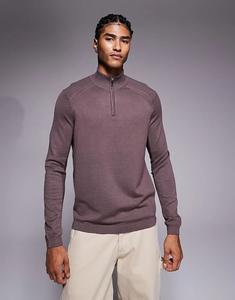 Элегантный трикотажный джемпер River Island с застежкой-молнией на половину длины, средне-фиолетовый