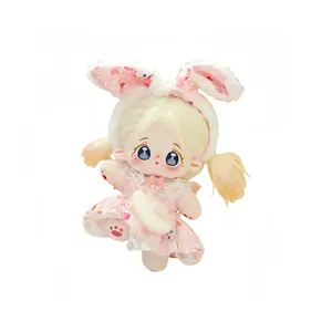 Милые плюшевые куклы Xiao высотой 20 см LALABABY, Pink Skirt Hair Clip Style