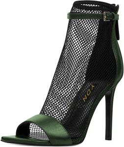 Женские сетчатые ботильоны YDN с открытым носком, высокие каблуки-стилеты, ремешок на щиколотке и задняя молния, Olive