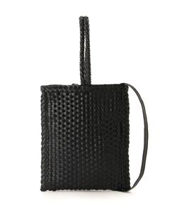 Сплетенная вручную сетчатая кожаная мини-сумка, которую можно использовать двумя способами Swaraj, цвет Black