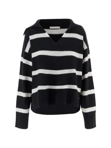 Полосатый свитер с V-образным вырезом Allude, синий