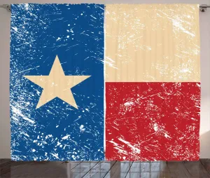 Штора ABAKUHAUS Техасская звезда в деревенском стиле, символ независимости, присборенная штора из тесьмы для спальни с петлями и крючками, 280 x 225 см, цвет: ярко-синий, бежевый Abakuhaus