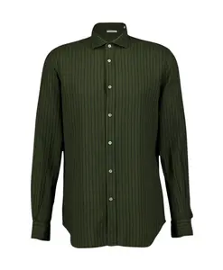 Зеленая полосатая льняная рубашка Boglioli, зеленый